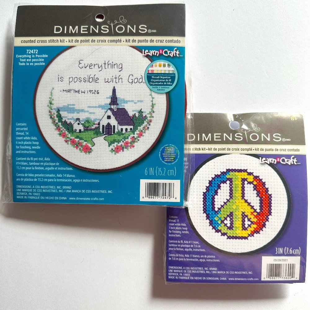 2 Cross Stitch KIT Dimensions for begginers church religion gift craft